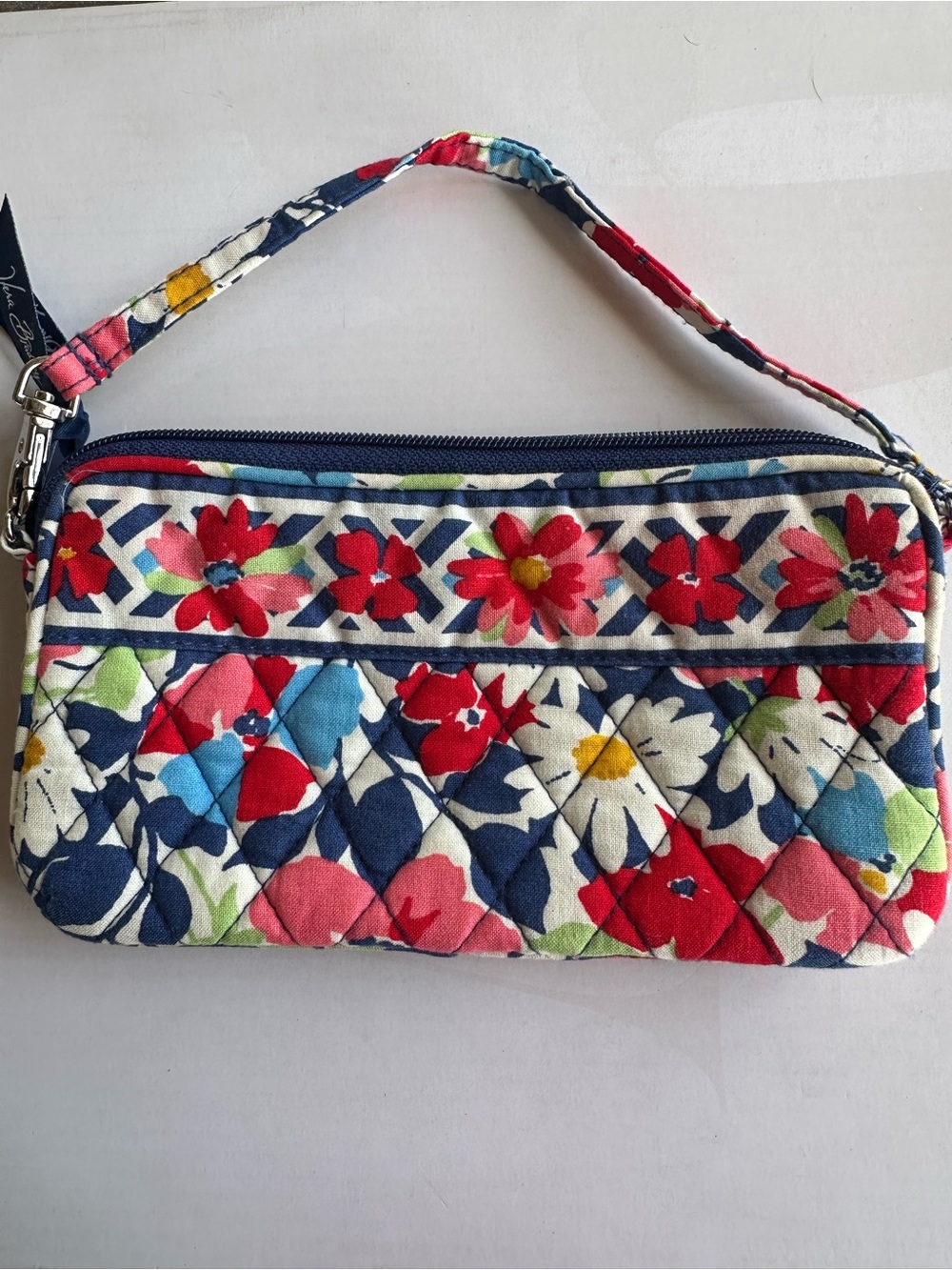 Vera Bradley Floral Quilted Wristlet - Red, Navy, Pink, Blue, White, Yellow